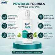 ASTRO PLUS + Shoe Cleaner 200ML | Powerful Deep Cleaning Spray for Sneakers, Leather, Canvas & Sports Shoes | Removes Dirt, Stains & Odor | Quick Dry, Non-Sticky, Safe on All Shoe