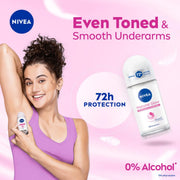 NIVEA Natural Glow Smooth Skin Deodorant Underarm Roll On For Women|Vitamin C,Vitamin E,Avocado Oil And Licorice Extract|72 H Even Toned,Smooth & Bright Underarms|0% Alcohol And Dermat Approved|50 Ml