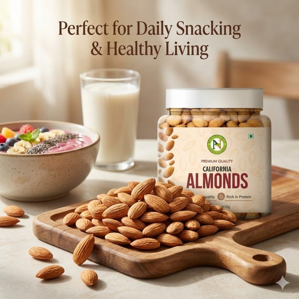 NatureVit California Almonds, 250g [Jar Pack] | High in Fiber | Badam Giri | Rich in Protein | Magnesium | Phosphorus and Dietary Fibre | Dry Fruits & Nuts | Value Pack