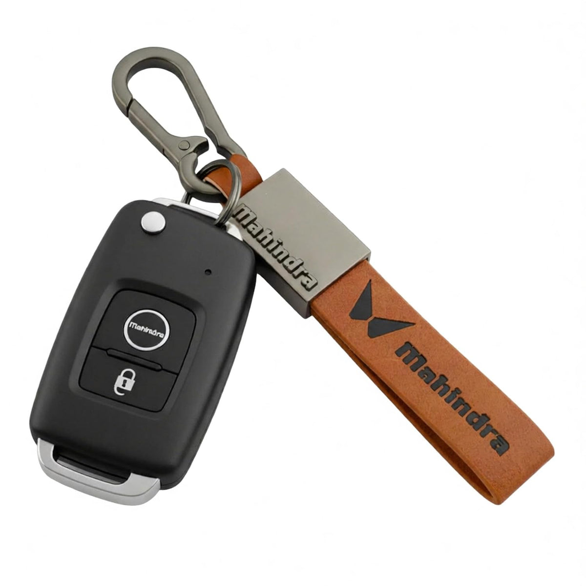 YaaNatural Yaa Catchy PREMIUM LEATHER & Key Cover with Hook KeyChain Compatible with MAHINDRA Unique Stylish look For Men Women BIKE & CAR Keyring for THAR/XUV700/BOLERO/SCORPIO