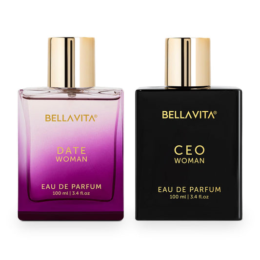 Bella Vita Luxury Women Woody, Floral Ceo & Date Edp Liquid Perfumes Combo, Pack Of 2 Premium Long Lasting Fragrance Scents, 100 Ml Each