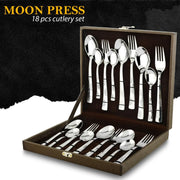 Parage 18 Pieces Premium Stainless Steel Cutlery Set, Home & Kitchen with Gift Box (6 Pieces Each Table Spoons, Table Forks & Tea Spoons) with Leatherite Box