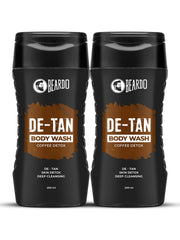 Beardo De-Tan Body Wash for Men, 200ml (Pack of 2) | Tan Removal| Caffeine Body Wash | With Coffee & Aloe Extracts | For Body & Face | Refreshing Fragrance