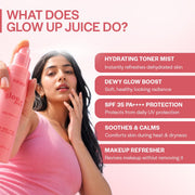 Suroskie Glow Up Juice SPF 35 PA++++ Sunscreen Spray 100ml with Rose & Rice Toner for Glass Skin | UV Rays Protection | Brightens & Smoothens | Dewy Mist for All Skin Types | Dermatologically Tested