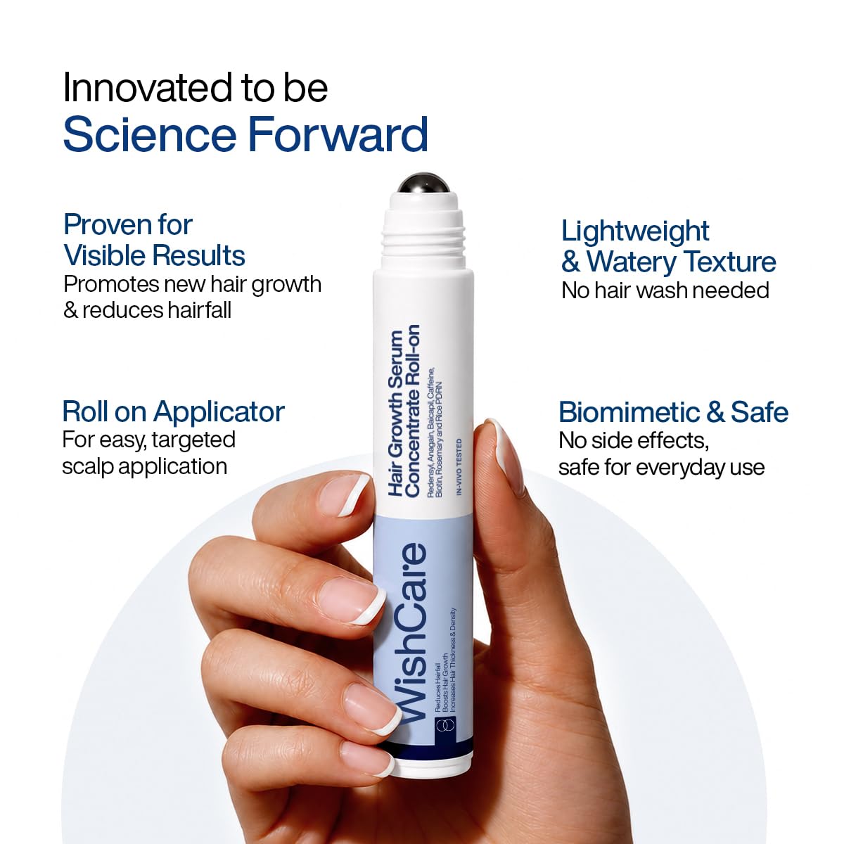 WishCare Hair Growth Serum Roll On For Scalp | 94% Saw New Hair Growth | Redensyl & Rosemary Oil | 100% Saw Hairfall Reduction | In-Vivo Tested | For Men & Women | 10ml