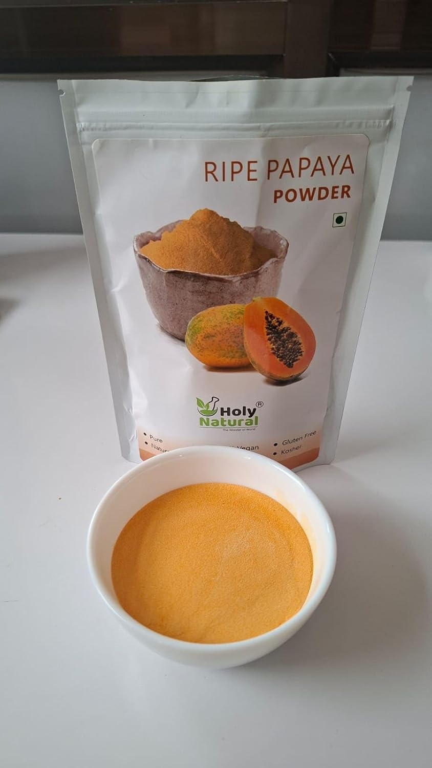 Holy Natural Ripe Papaya Fruit powder -100 GM | Also Called Carica papaya, papaw or pawpaw | Spray Dried Powder, Sugar Free, Rich source of phytonutrients, minerals and vitamins.
