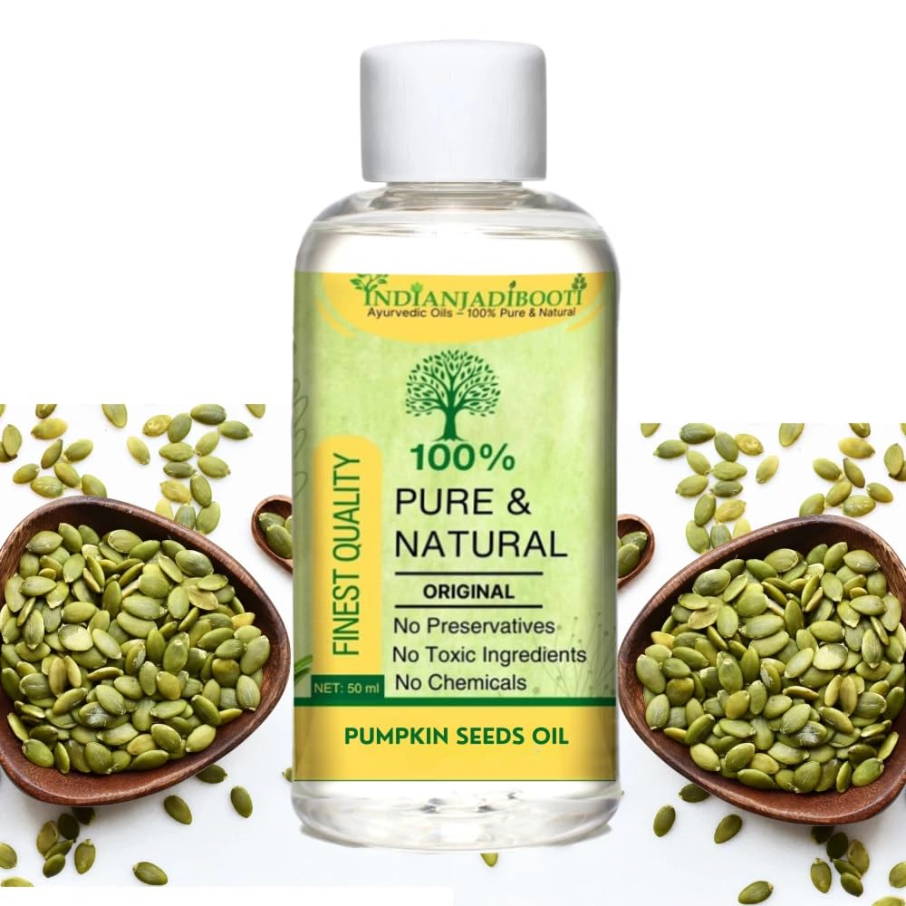 IndianJadiBooti Pumpkin Seeds Oil 50ml - Kaddu Beej Tel, Sitaphal Magaz Tailam, Cucurbita Maxima - Herbal Oil