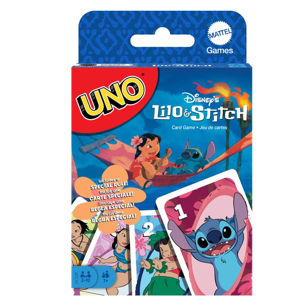 Mattel Games UNO Lilo & Stitch Card Game, Ages 7+, 2-10 Players