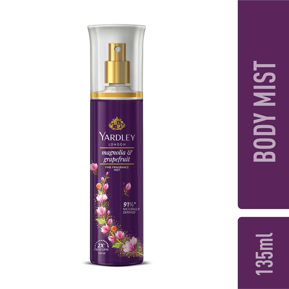 Yardley London Magnolia & Grapefruit Fine Fragrance Mist Spray| 2X Perfume Spray For Women| 91% Naturally Derived| 135ml