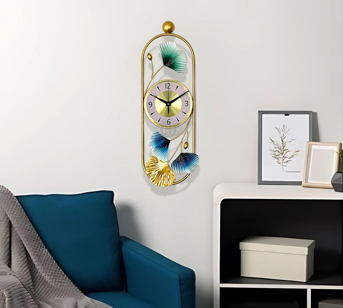 DSH Metal Hanging Handmade Wall Clock Multicolor Ticking Sound (26 X 10 Inch) for Bedroom Drawing Room Hall Dining Room Metal Wall Hanging (Clock Oval)