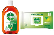 Dettol Wet Wipes 80 Count + Antiseptic Liquid 250 ml
