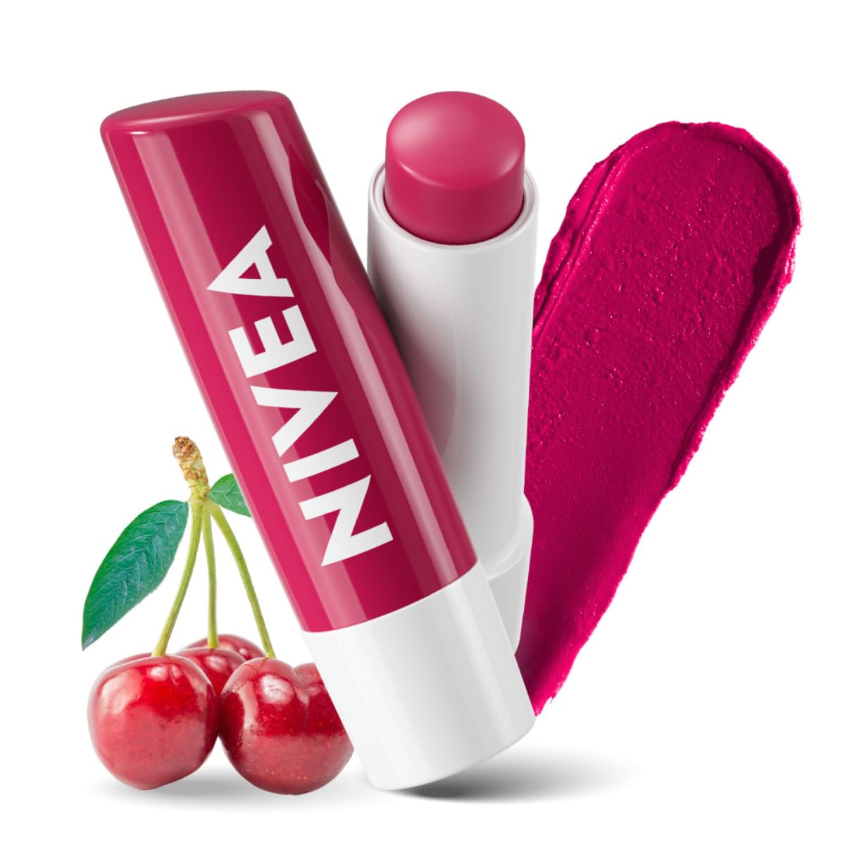 NIVEA Cherry Shine 4.8g Lip Balm|24 H Melt in Moisture Formula|Natural Oils|Glossy Finish