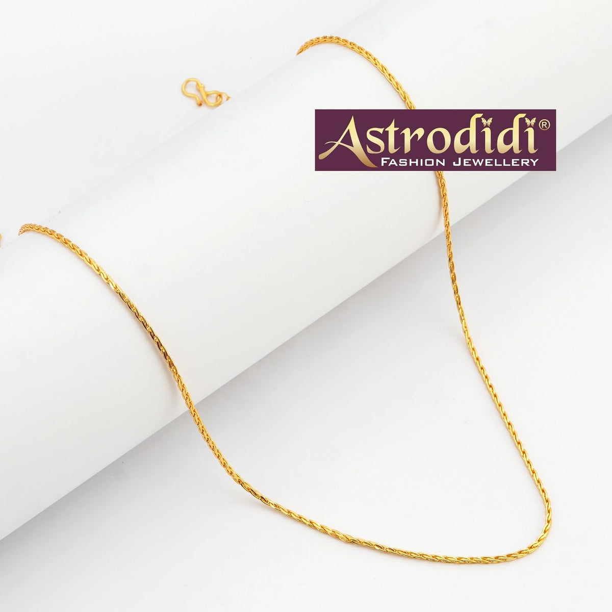 ASTRODIDI Gold Plated Chain | 24 Inch Stylish Light Weighted Golden Brass Neck Chain For Girls Women Men Boys (CHAIN-BALA-03)