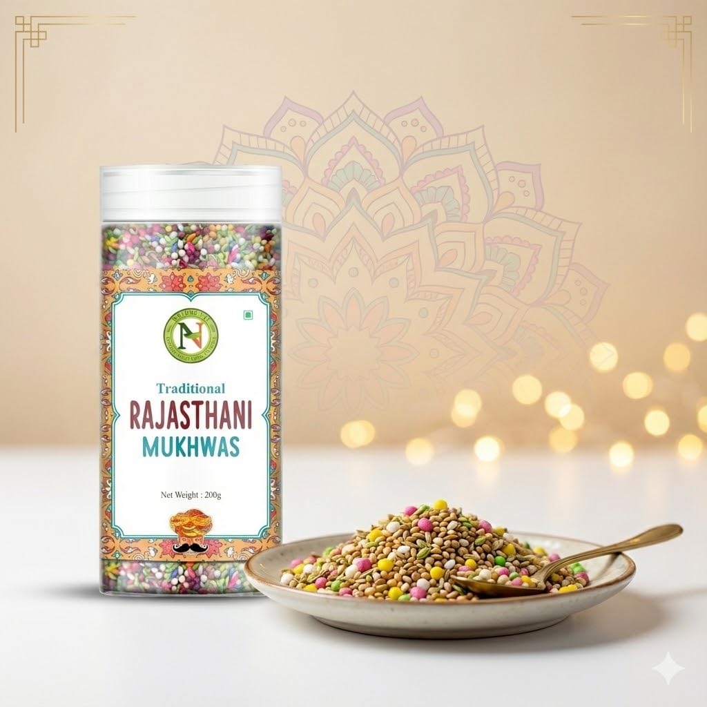 NatureVit Rajasthani Mukhwas 1 Kg – Royal Rajasthani Meetha Paan Mix with Rose, Fennel & Cardamom – Mouth Freshener & Digestive Delight