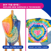 Fevicryl Tie & Dye Multicolor Kit | Complete DIY Fabric Colour Kit with 4 Acrylic Colour, 1 x 2 feet Fabric, 4 Squeezy Bottles | Ideal for Gifting, Beginners & Art Enthusiasts