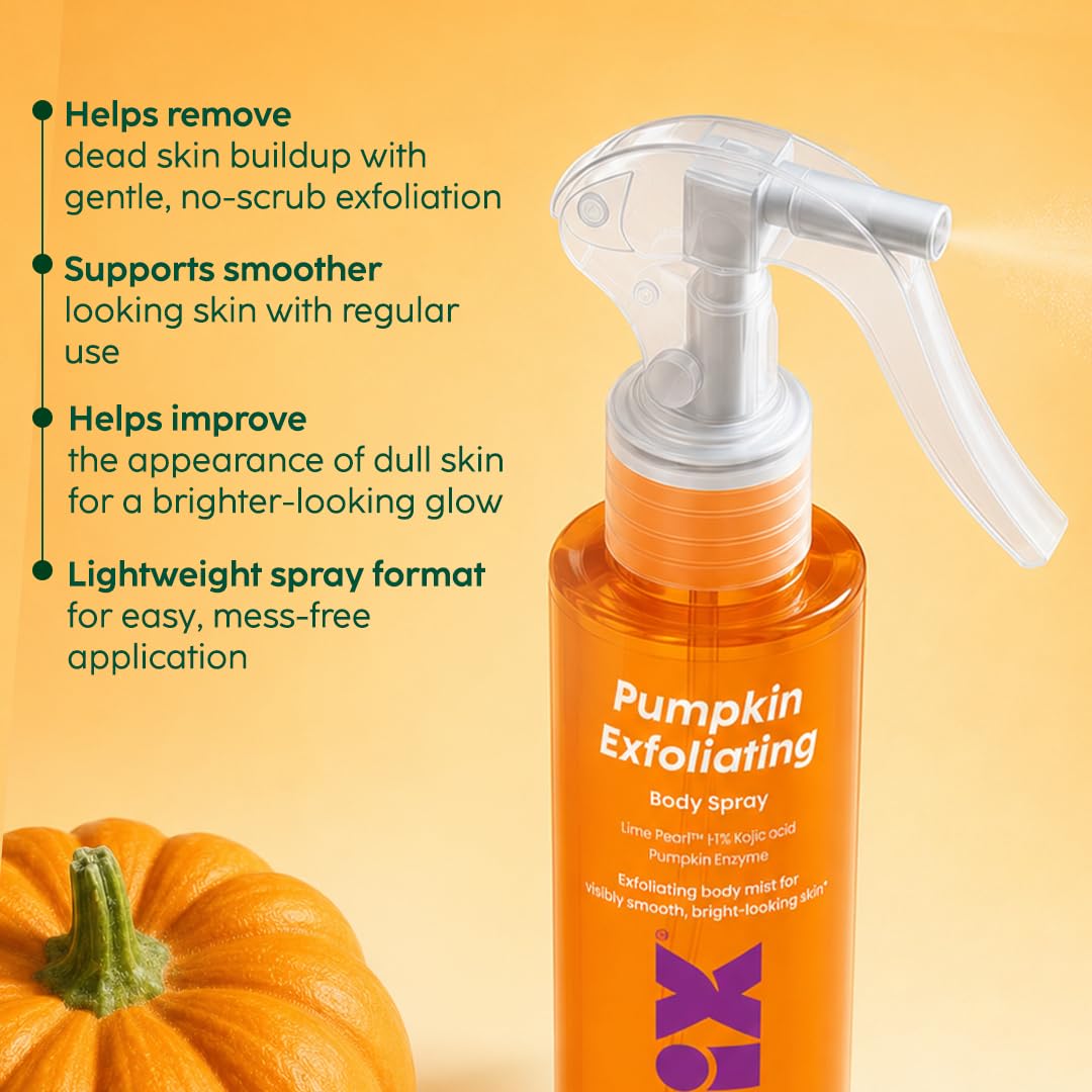 PLIX Pumpkin Enzyme Body Exfoliating Spray with Kojic Acid & PHA for Smooth, Bright & Refined Skin | 200ml