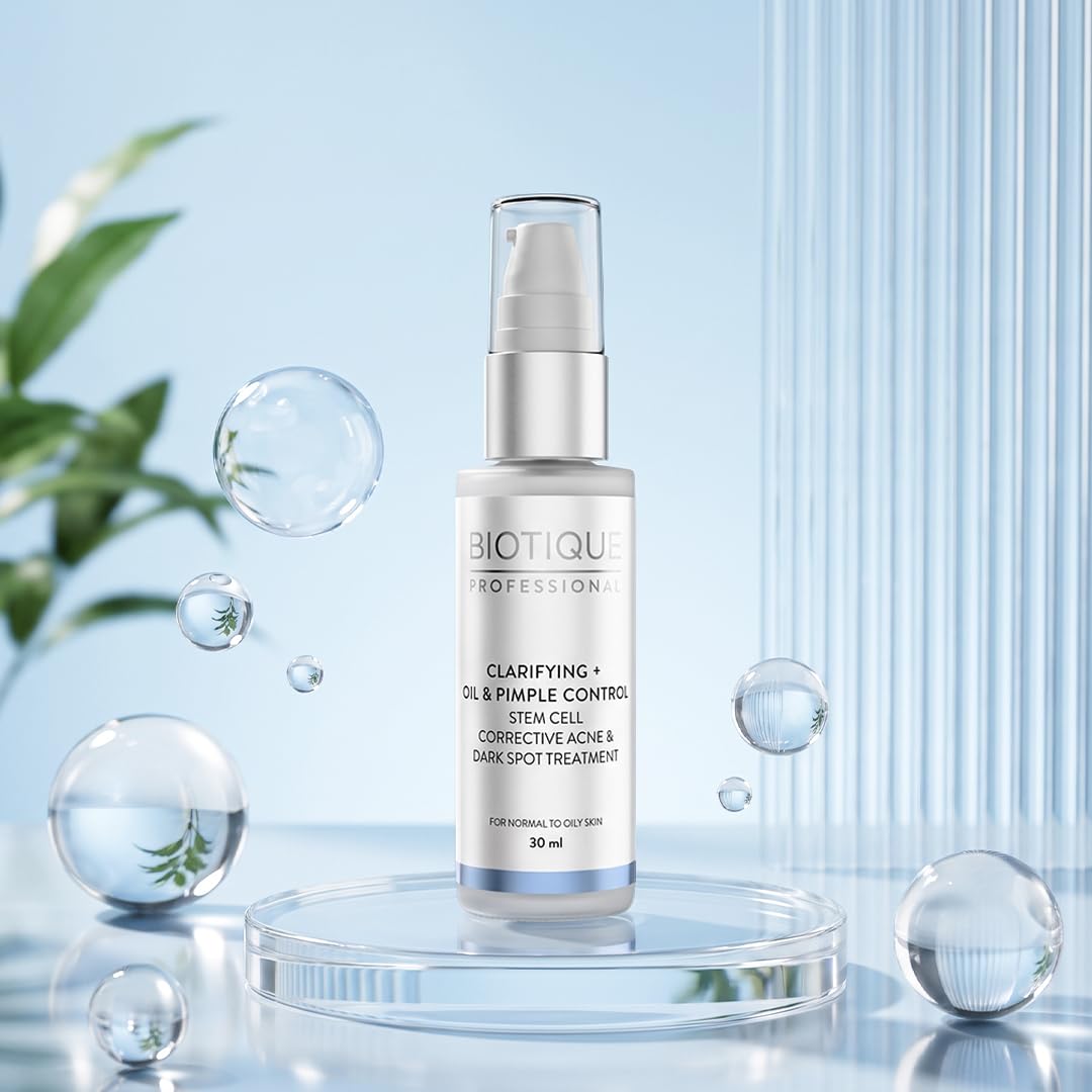 Biotique Professional Clarifying + Oil & Pimple Control Stem Cell Corrective Acne & Dark Spot Treatment Serum 30ml