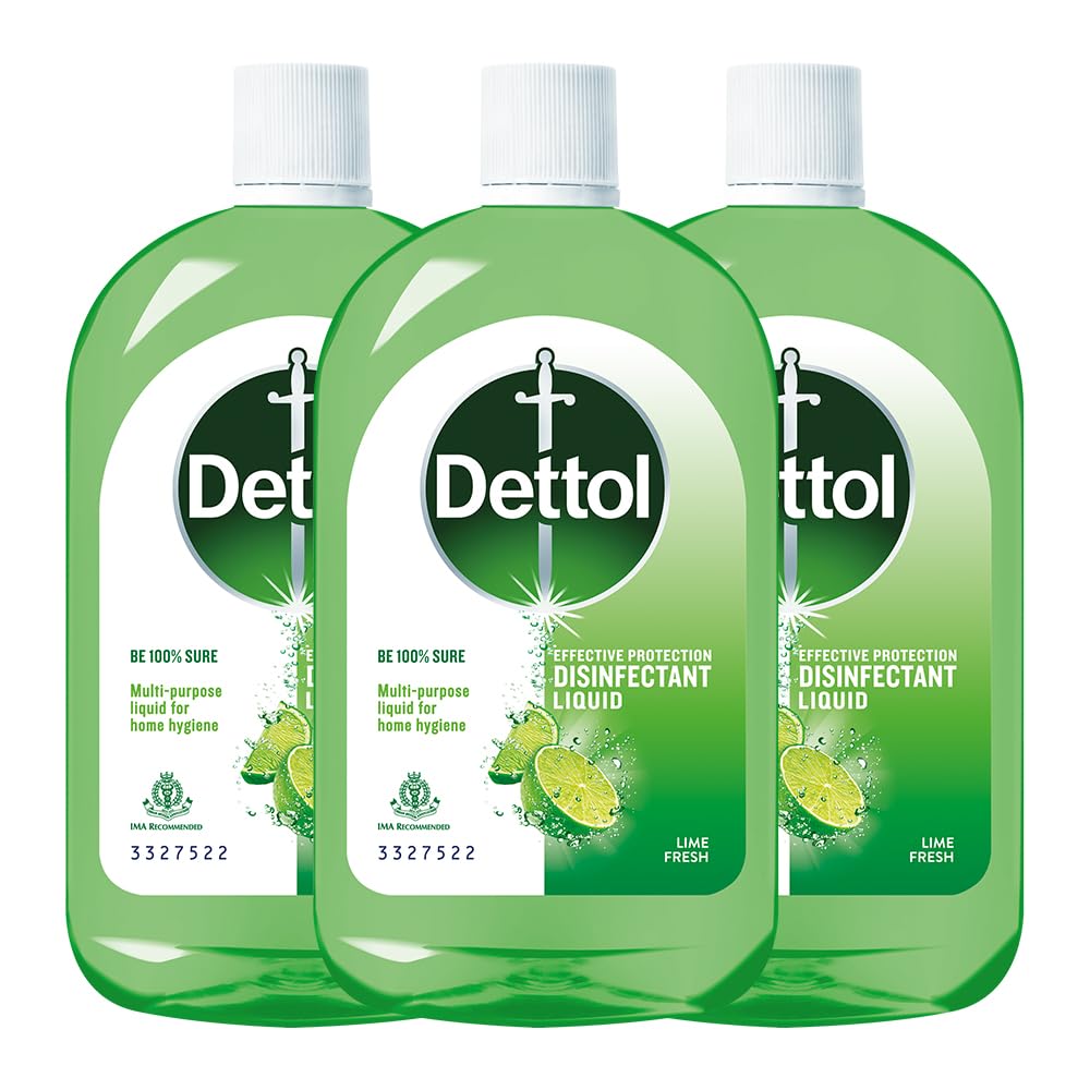 Dettol Multi-Purpose Disinfectant Liquid for Floor & Surface Cleaning, Lime Fresh Fragrance, 550ml (Pack of 3)