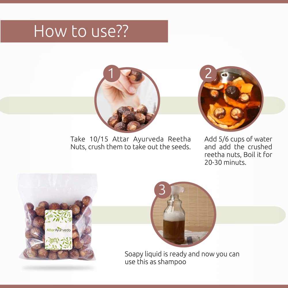 Attar Ayurveda Dried Reetha nuts/whole/Soapnuts for Hair, 100% Natural (Raw form) (250 grams)…
