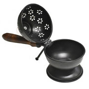 DSH Metal Loban Dani with Wooden Handle Round Dhoop Dani Incense Burner for Bakhoor, Sambrani, Puja & Home Fragrance (LBN-DOM-Black)