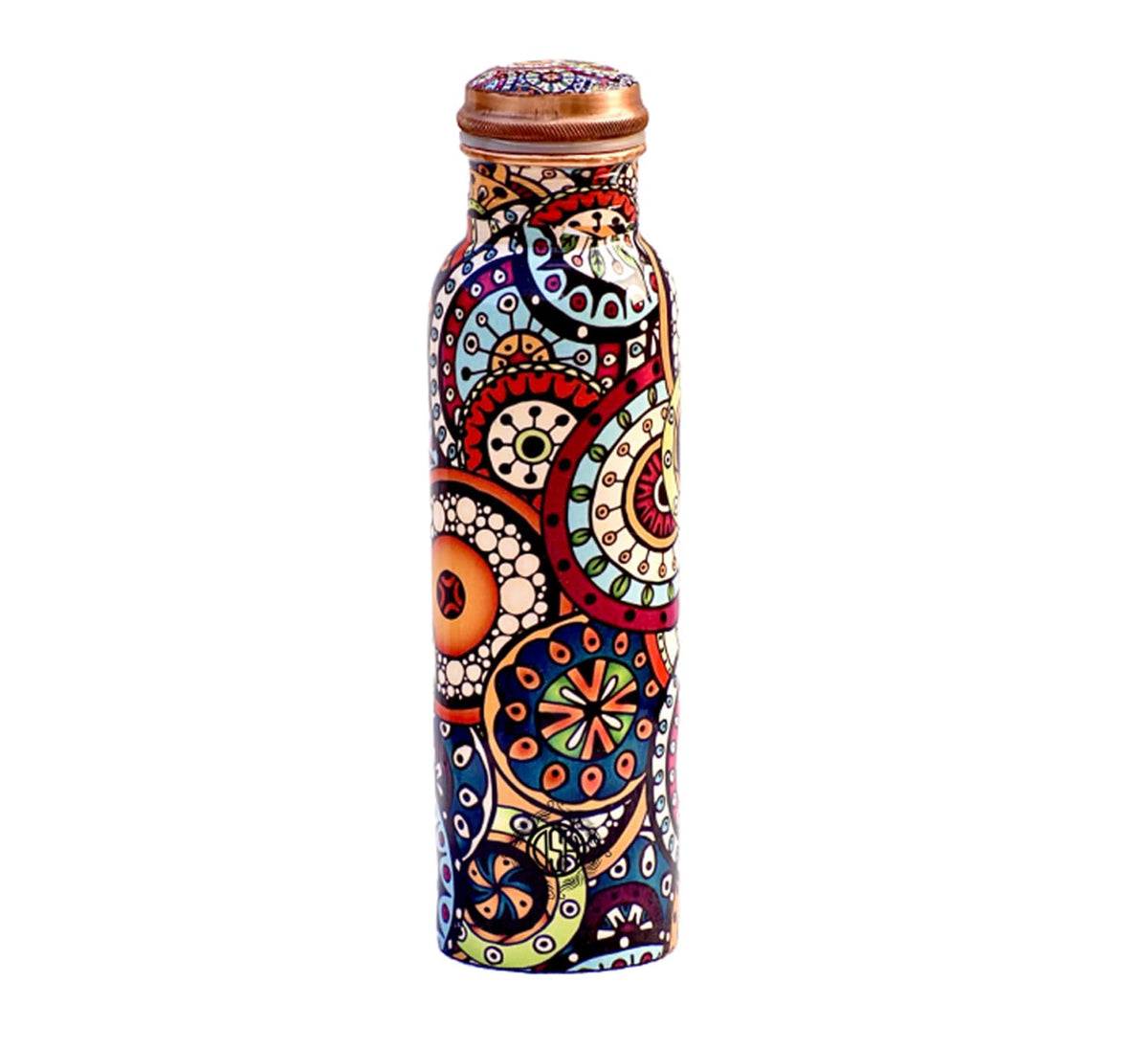 DSH Copper Bottles for 1 Litre Printed with Art Work, Travelling Purpose Bottles, Ayurveda Healing, 1000 ML (Design SM)
