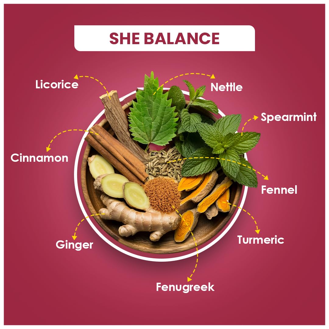 BLUE TEA - She Balance Tea - 30 Tea Bags - Plant Based | PCOS & PCOD RELIEF | Helps in Balancing Hormones - Reduces Facial Hair | Caffeine Free - Herbal Tea | Ziplock Pack