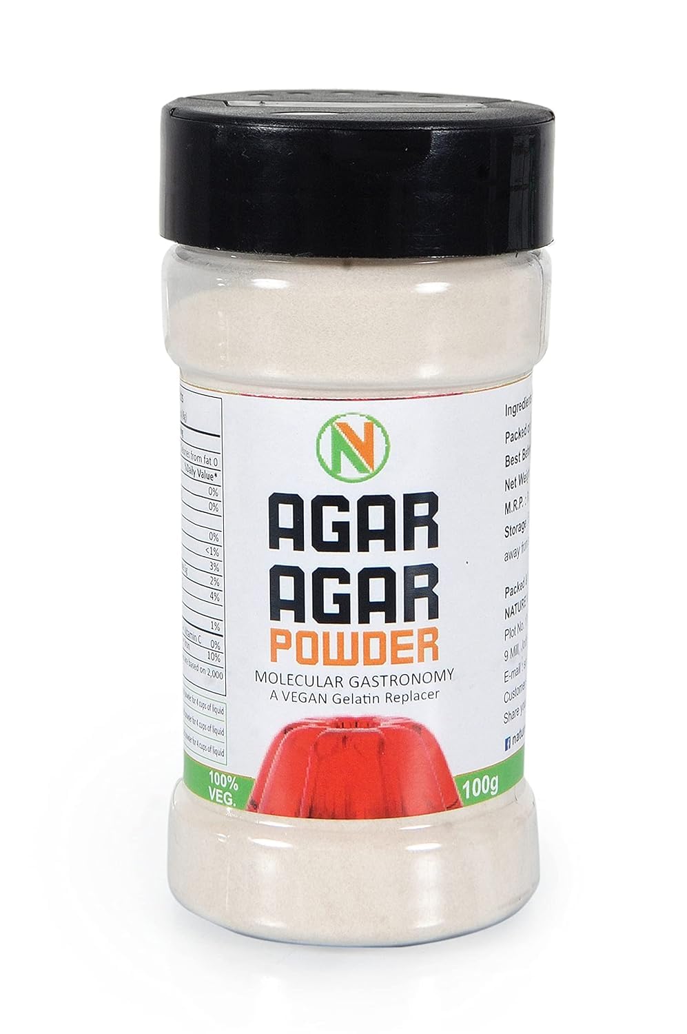 NatureVit Agar Agar Powder 200 Gram | Natural Vegetarian Gelatin Substitute | China Grass for Jelly, Pudding, Cake & Desserts