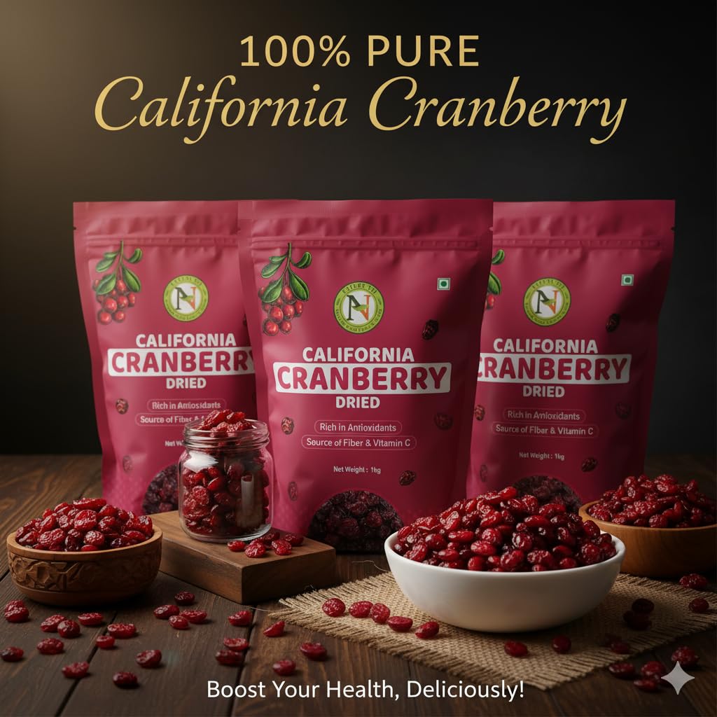 NatureVit Cranberries Dried Sliced, 200g | 100% Natural Dried Cranberry | Sukha Karunda/Karamcha | Antioxidant Rich and Healthy Snack