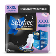Stayfree Advanced XXXL Thin Sanitary Pads for Women | 16 Soft Cotton Pads for All Night Ultra Comfort | Absorbs 2x More with Wider Back | Prevent Rashes | Odour Control