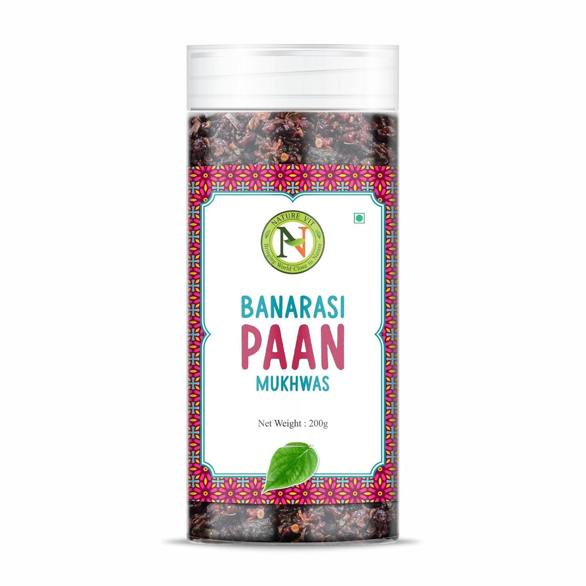 NatureVit Banarasi Paan Mouth Freshener 200g | Sweet Banarasi Meetha Paan Mix with Gulkand, Betel Leaf & Fennel | Traditional After-Meal Treat