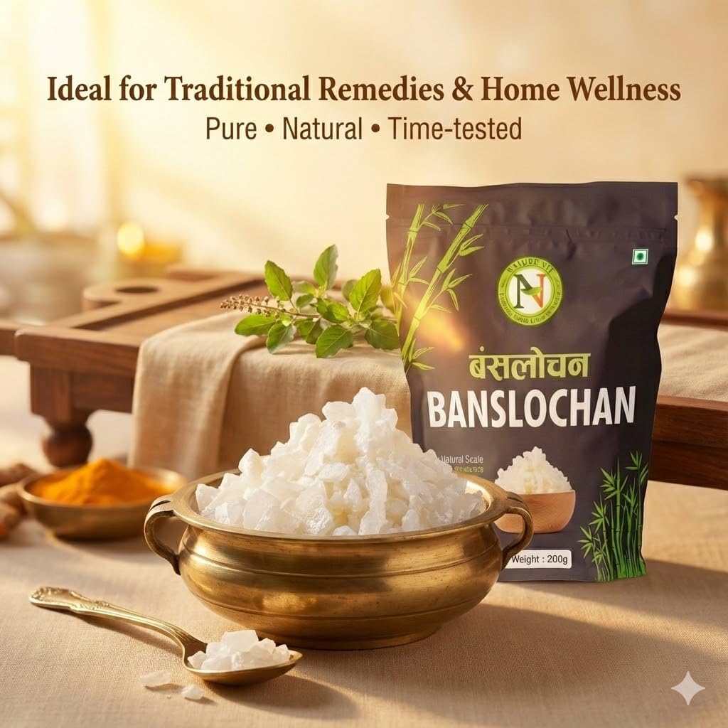 NatureVit Banslochan 1 Kg | Natural Bamboo Silica | Ayurvedic Ingredient for Bone Strength, Immunity & Skin Health | Safe for Infants & Adults | Edible Raw Bamboo Extract