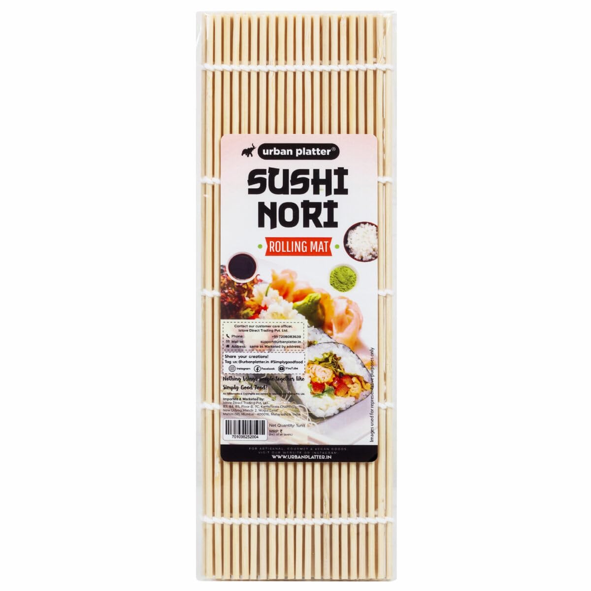 urban platter All Natural Bamboo Sushi Rolling Mat (100% Authentic Sushi Rolling Mat - 9.5 Inch x 10 Inch | Make Sushi at Home)