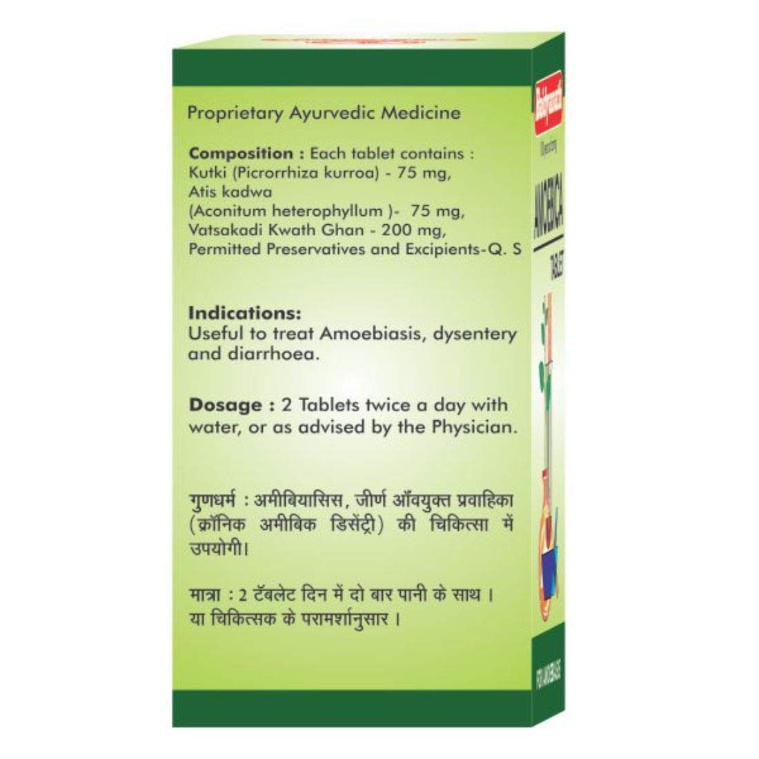 Baidyanath Asli Ayurved Amoebica I Ayurvedic Diarrhea Medicine I 740 g Pack of 1-100 Tab