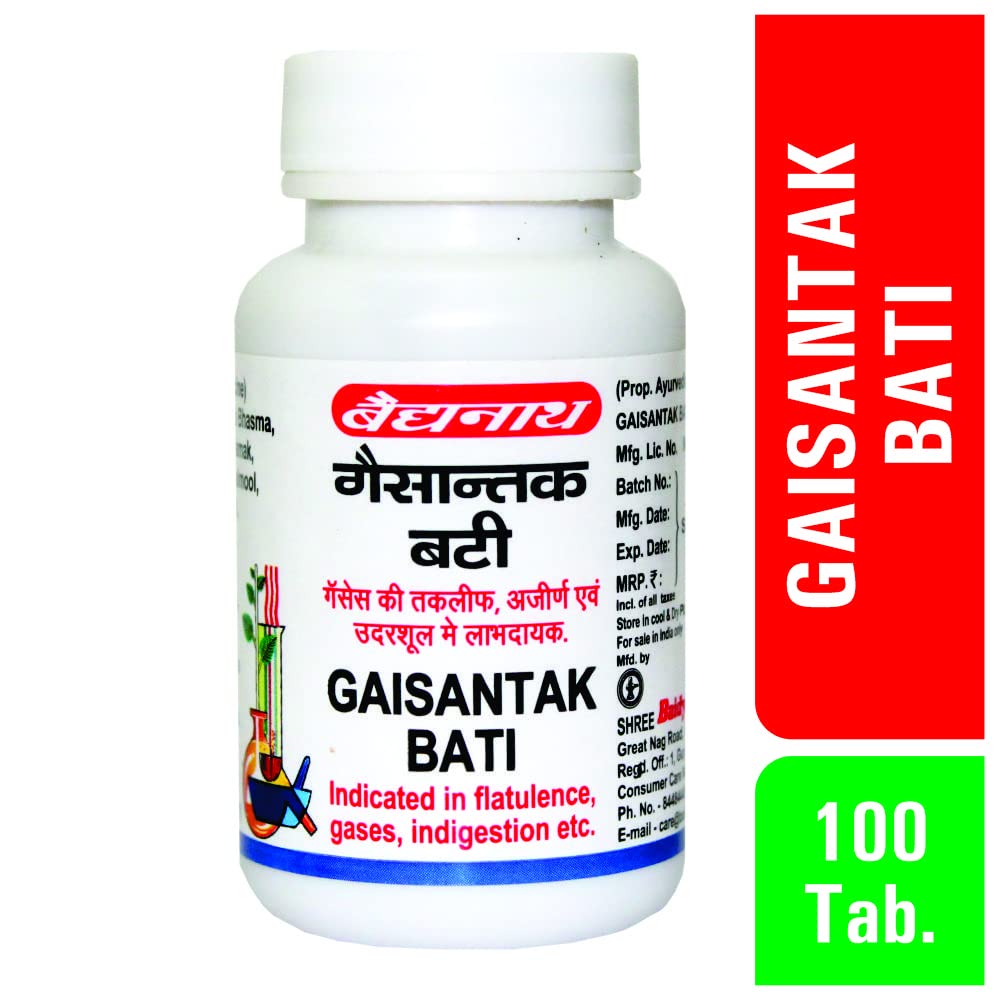 Baidyanath Asli Ayurved Gaisantak Bati - 100 Tablets | Ayurvedic Supplement for Acidity & Stomach Health