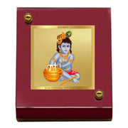 DIVINITI 24K Gold Plated Religious Car Dashboard Frame | Premium God Idol Frame for Car, Home Mandir & Office Table | Spiritual Gift, Decorative Showpiece | Bal Gopal