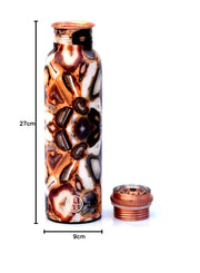 DSH Copper Bottles for 1 Litre Printed with Art Work, Travelling Purpose Bottles, Yoga Ayurveda Healing, 1000 ML (Design SM 13)