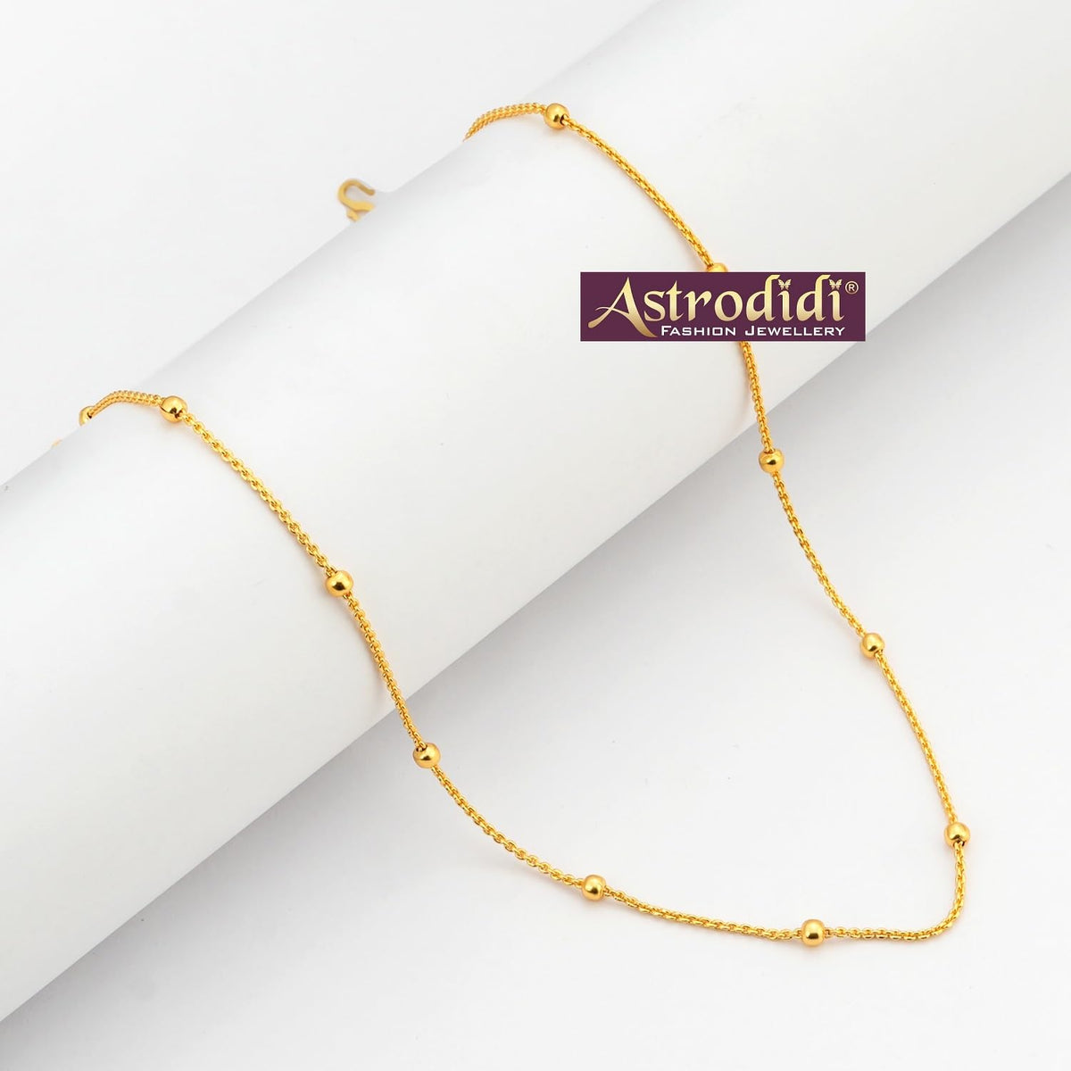 ASTRODIDI Gold Plated Chain | 24 Inch Stylish Light Weighted Golden Brass Neck Chain For Girls Women Men Boys (CHAIN-BALA-12)