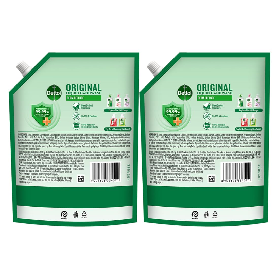 Dettol Liquid Handwash Refill - Original Hand Wash- 1350ml, Pack of 2