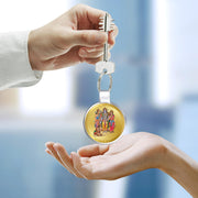 DIVINITI 24K Gold Plated Key Chain with Metallic Ring|Key Chains For Premium Gift All Vehicles Car Bike Scooty|Durable Key Ring For Men Women and Kids