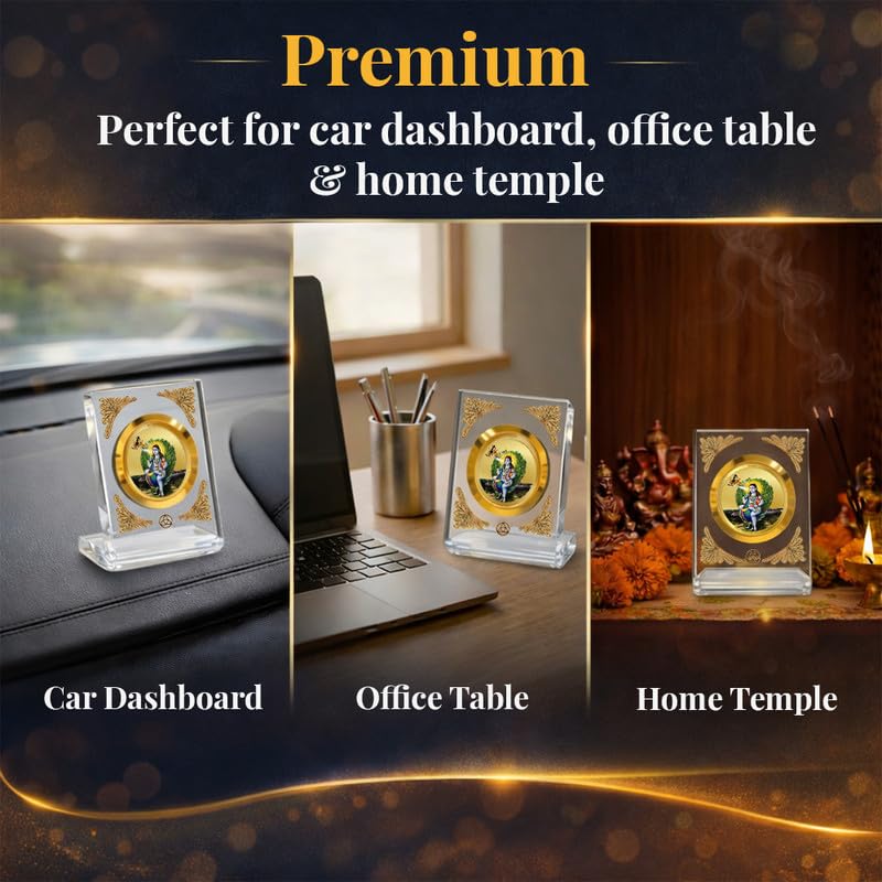 DIVINITI 24K Gold Plated Religious Car Dashboard Frame | Premium God Idol Frame for Car, Home Mandir & Office Table | Spiritual Gift, Decorative Showpiece | Baba Balak Nath