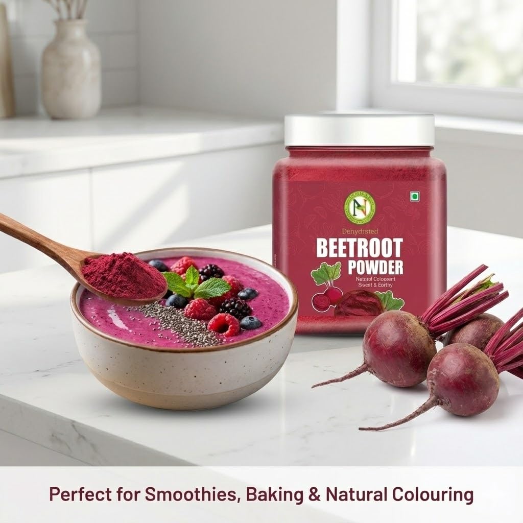 NatureVit Dehydrated Beetroot Powder 1 Kg | Sweet and Earthy | Natural Food Colorant | Additive Free