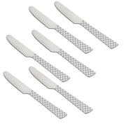 Parage 6 Pieces Stainless Steel Premium Dinner Knives, Butter Knife Set, Silver, Checks Design, 21 cm
