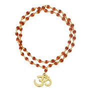 AstroDidi Brass Om Pendant Locket, Rudraksha Cap Mala