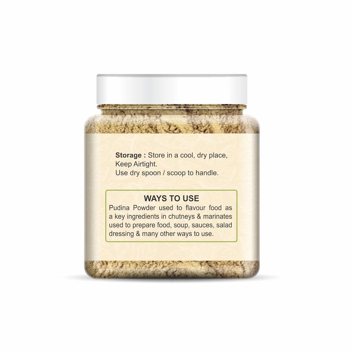 NatureVit Pudina Powder for Cooking 500gm [250g x 2 Jar] | Dried Mint Leaf Powder | Natural Flavor Enhancer | Refreshing & Aromatic | Ideal for Chutneys, Raitas, Masala Mixes