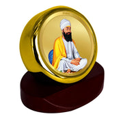 DIVINITI 24K Gold Plated Religious Car Dashboard Frame | Premium God Idol Frame for Car, Home Mandir & Office Table | Spiritual Gift, Decorative Showpiece | Guru Tegh Bahadur Ji