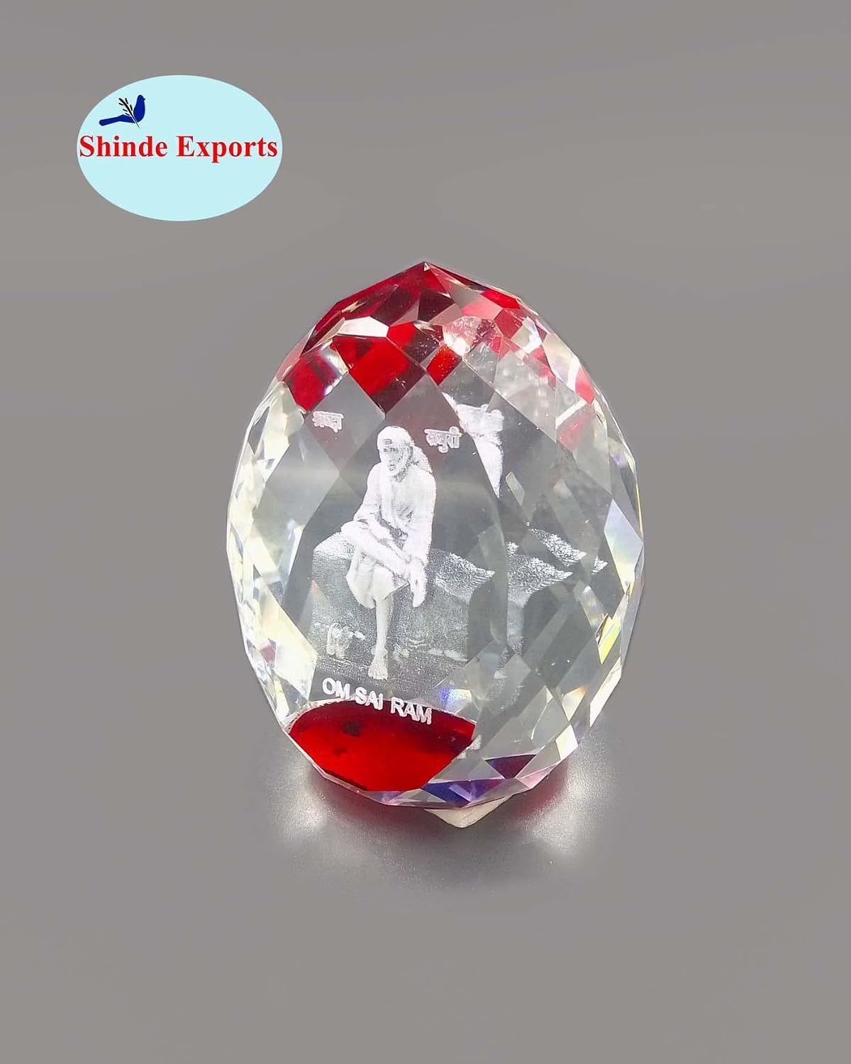 SHINDE EXPORTS shirdi sai Baba Idol for car Dashboard/Crystal Statue 2.5 inches (RED)