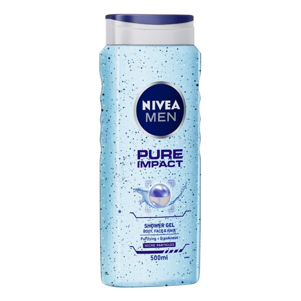 Nivea Body Lotion, Extra Whitening Cell Repair SPF 15, For All Skin Types, 400ml & Men Pure Impact Shower Gel, 500ml, Hair, Face & Body Wash