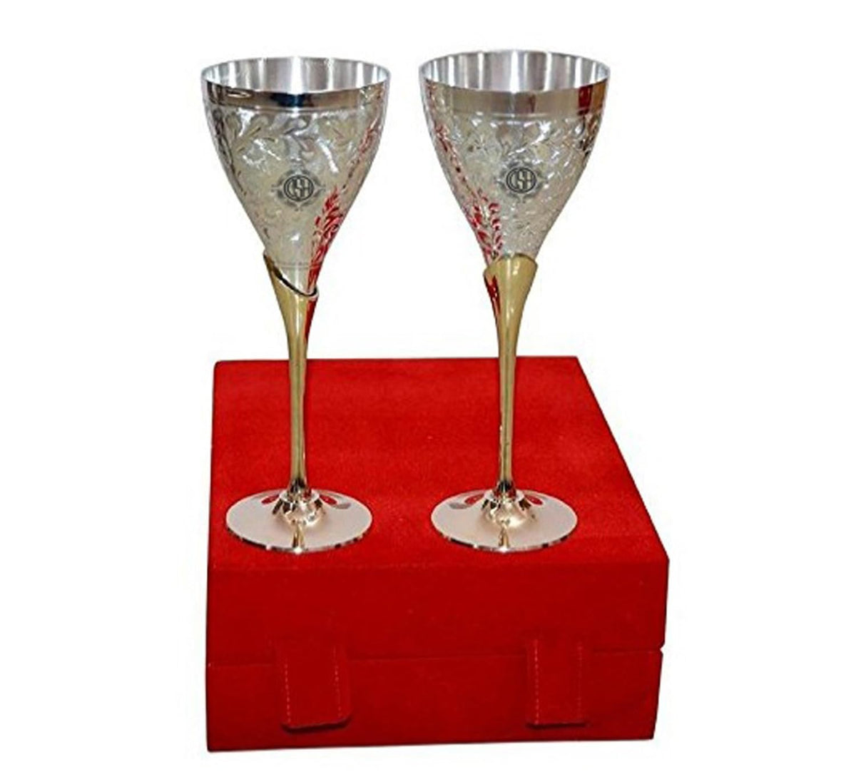 DSH Wine Glass Set Champagne Glass Flute Design Silver Color | Goblet Glass Best for Parties, Set of 2, 200 ML
