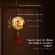 Diviniti 24K Gold Plated Panchmukhi Hanuman Double Sided Hanging with Yantra for Home Entrance Door, Vastu Protection Decor, Religious Hanging, Positive Energy & Spiritual Gift Item