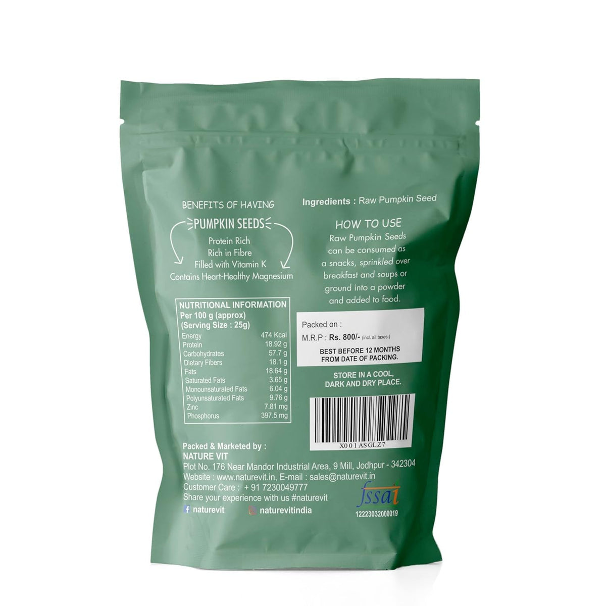 NatureVit Pumpkin and Sunflower Seeds Combo, 2kg (1 Kg Each) | Protein & Fibre Rich Super Seeds | Immunity Booster | Healthy Snack & Diet Food